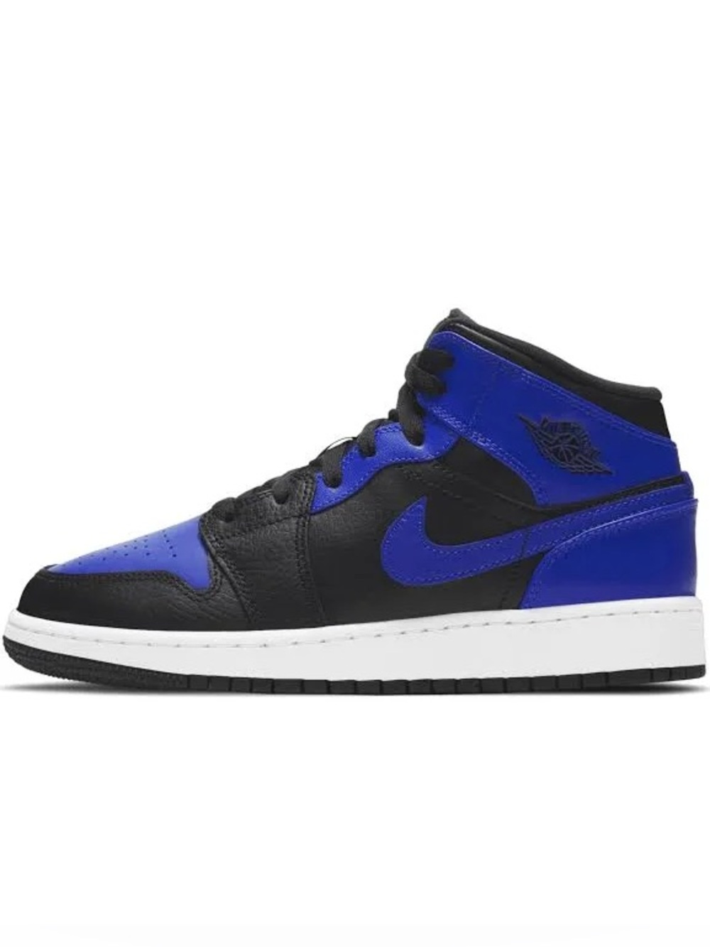 Jordan 1 Mid-Top Sneakers in Black and Royal Blue